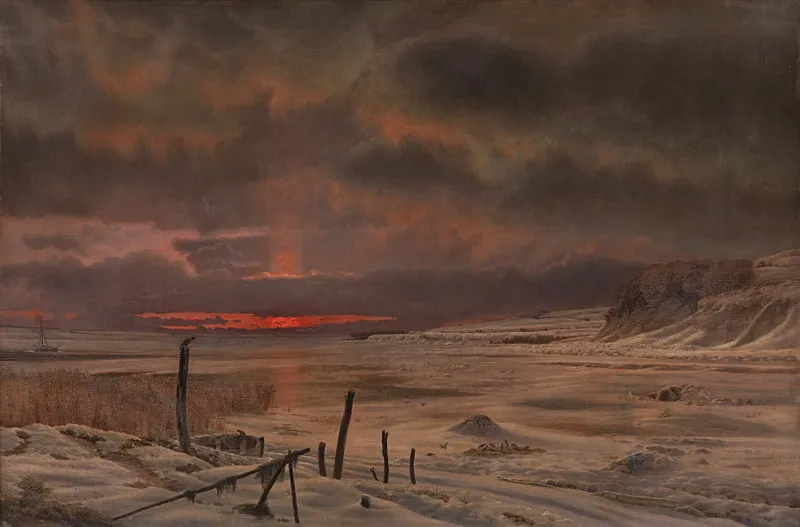A Winter's Evening by a Danish Fiord, by Vilhelm Kyhn, oil, 1875