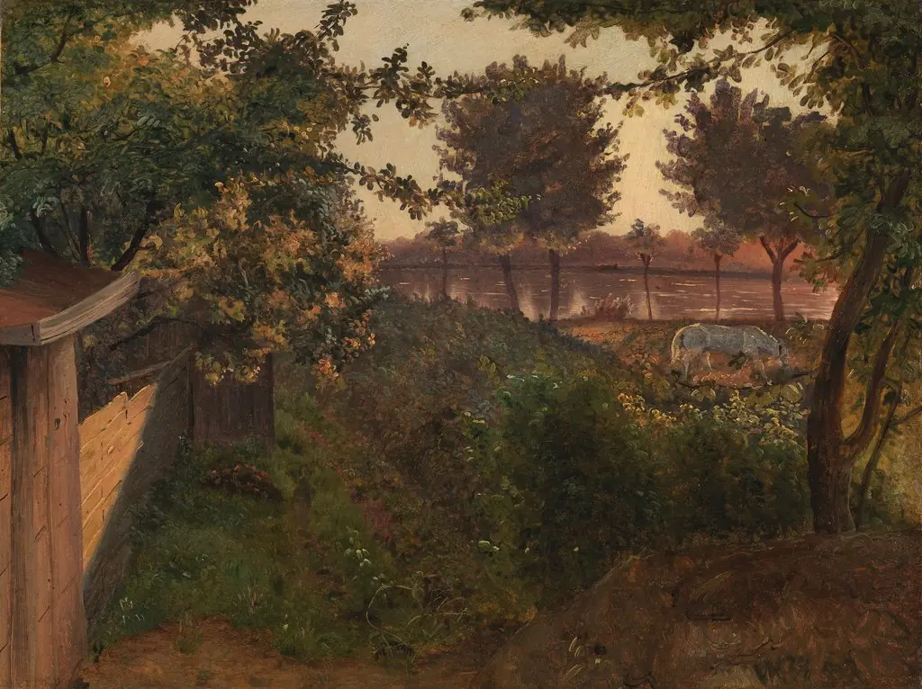 Bag kunstnerens have på Farimagsvej ved St. Jørgens Sø, by Vilhelm Kyhn