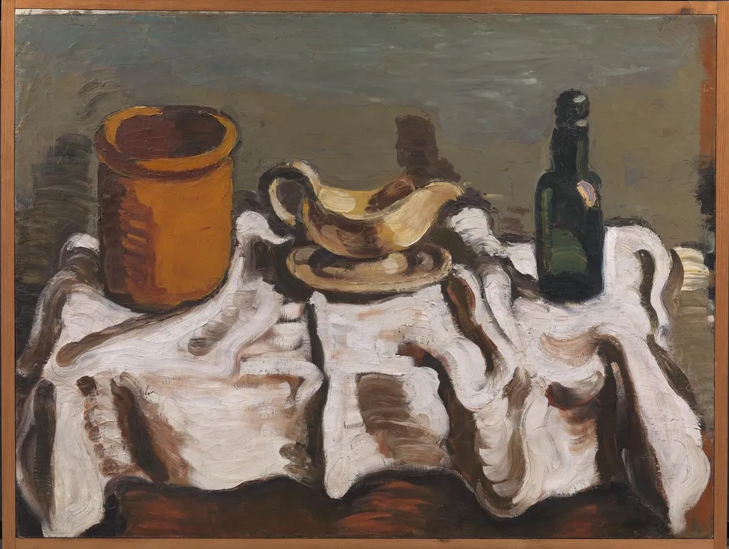 Still Life with a Jar, a Sauceboat and a Bottle, by Vilhelm Lundstrøm, oil, 1920