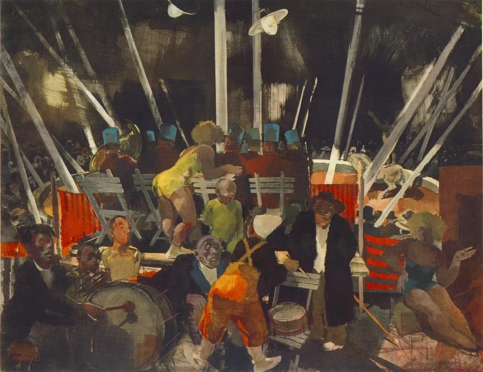 Circus (1935), by Vilmos Aba-Novák, tempera, 1935