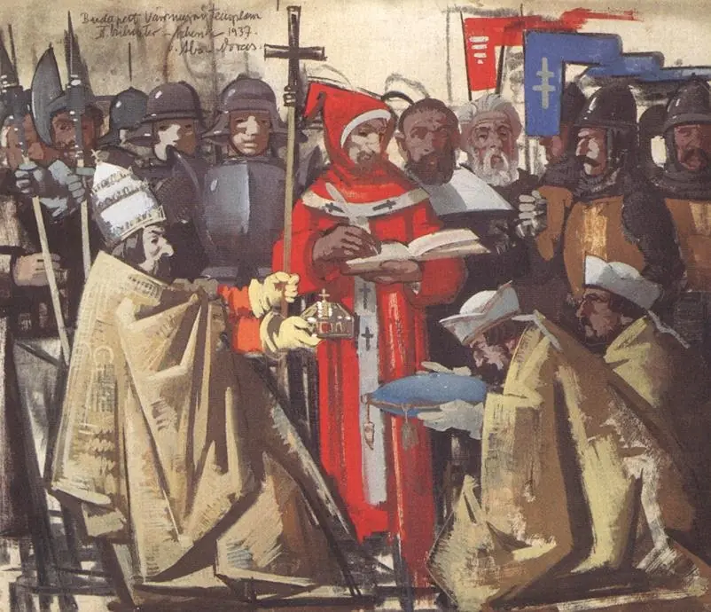 Pope Sylvester II and Abbot Asztrik, by Vilmos Aba-Novák