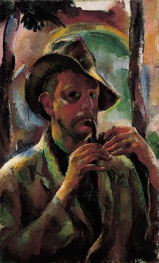 Self-portrait with Pipe, by Vilmos Aba-Novák