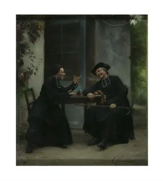 The Curé's story: two priests seated at a table