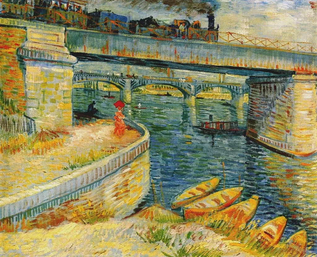 Bridges across the Seine at Asnieres, by Vincent van Gogh, oil, 1894