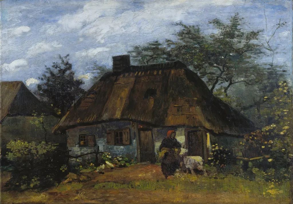 Cottage and Woman with Goat, by Vincent van Gogh, oil