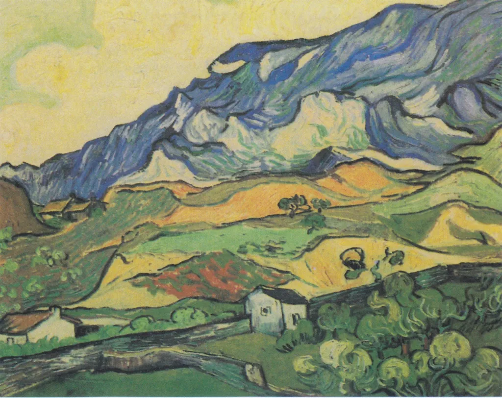 "Les Alpilles", mountain-landscape at Saint-Rémy, by Vincent van Gogh, oil