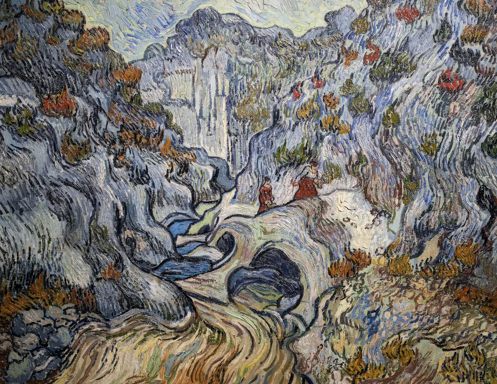 Les Peiroulets Ravine, by Vincent van Gogh, oil, 1889