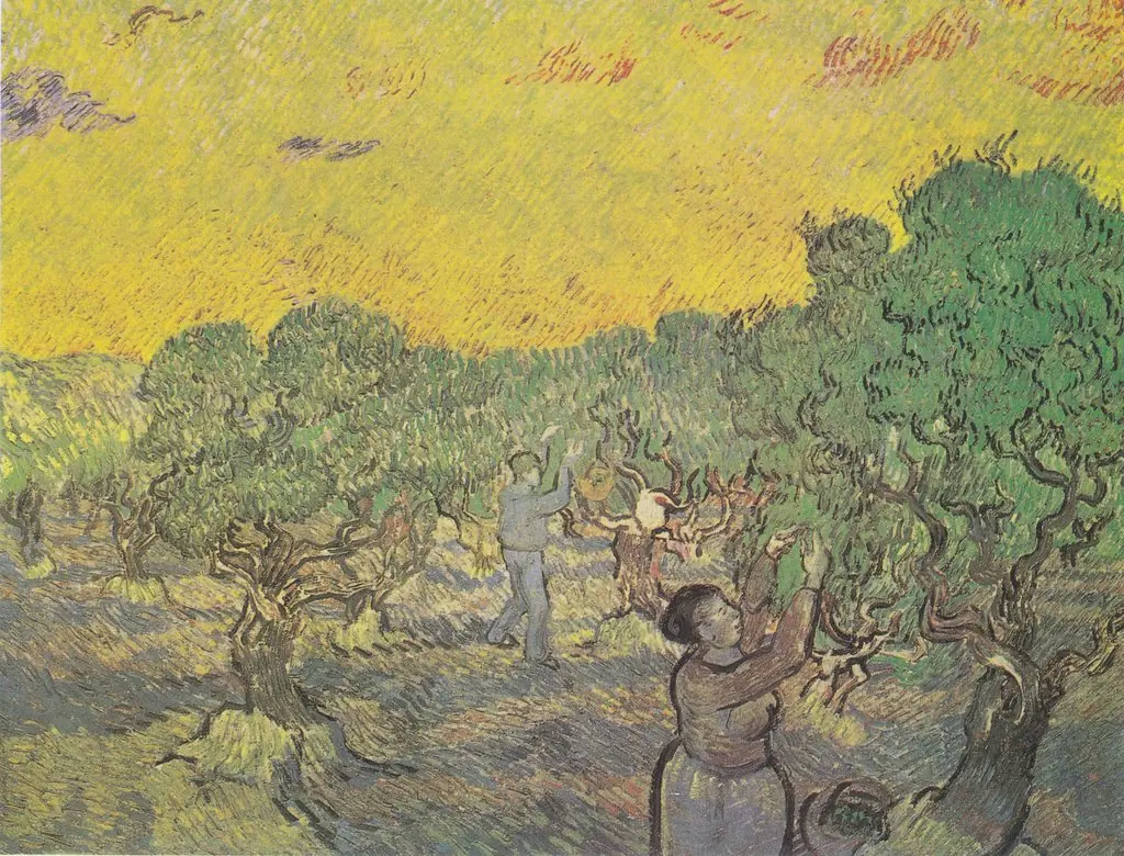 Olive Grove with Picking Figures, by Vincent van Gogh