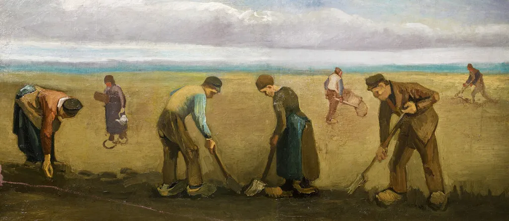 Peasants Planting Potatoes, by Vincent van Gogh, oil, 1892