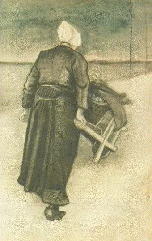 Scheveningen Woman with Wheelbarrow, by Vincent van Gogh