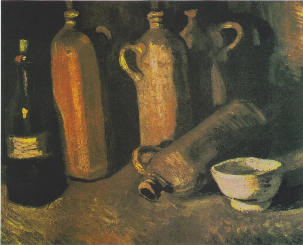 Still Life with Jars, by Vincent van Gogh, oil, 1884