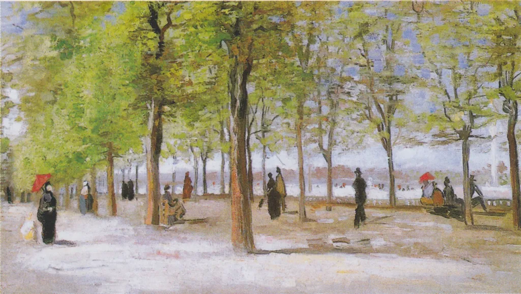 Terrace in the Luxembourg Gardens, by Vincent van Gogh, oil, 1886