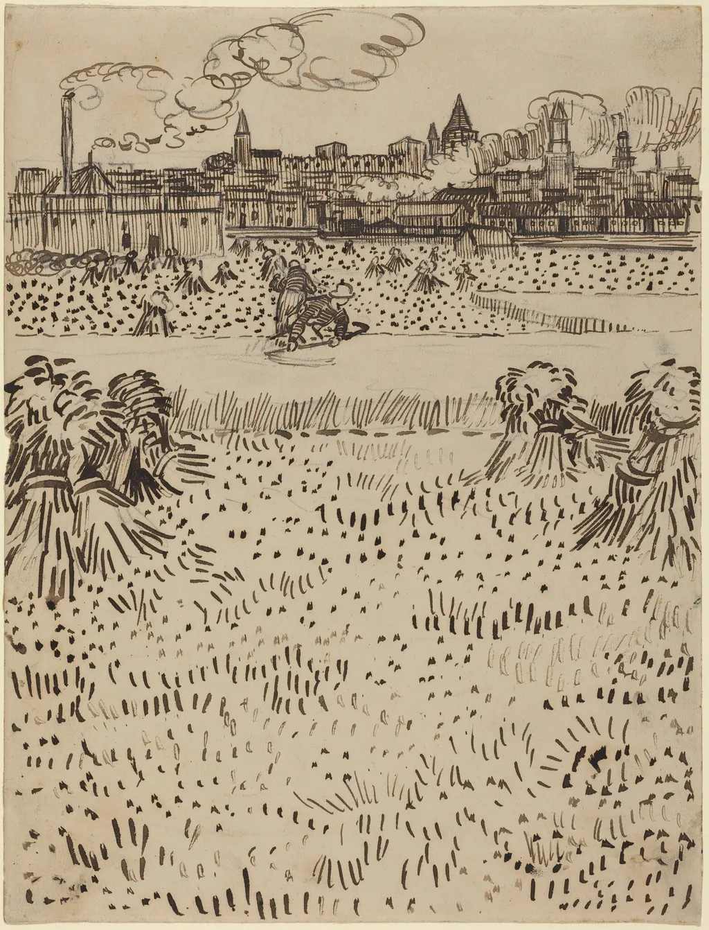 The Harvest, by Vincent van Gogh, ink, 1888
