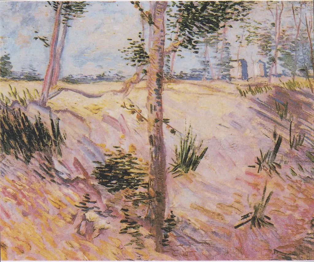 Trees on a slope, by Vincent van Gogh