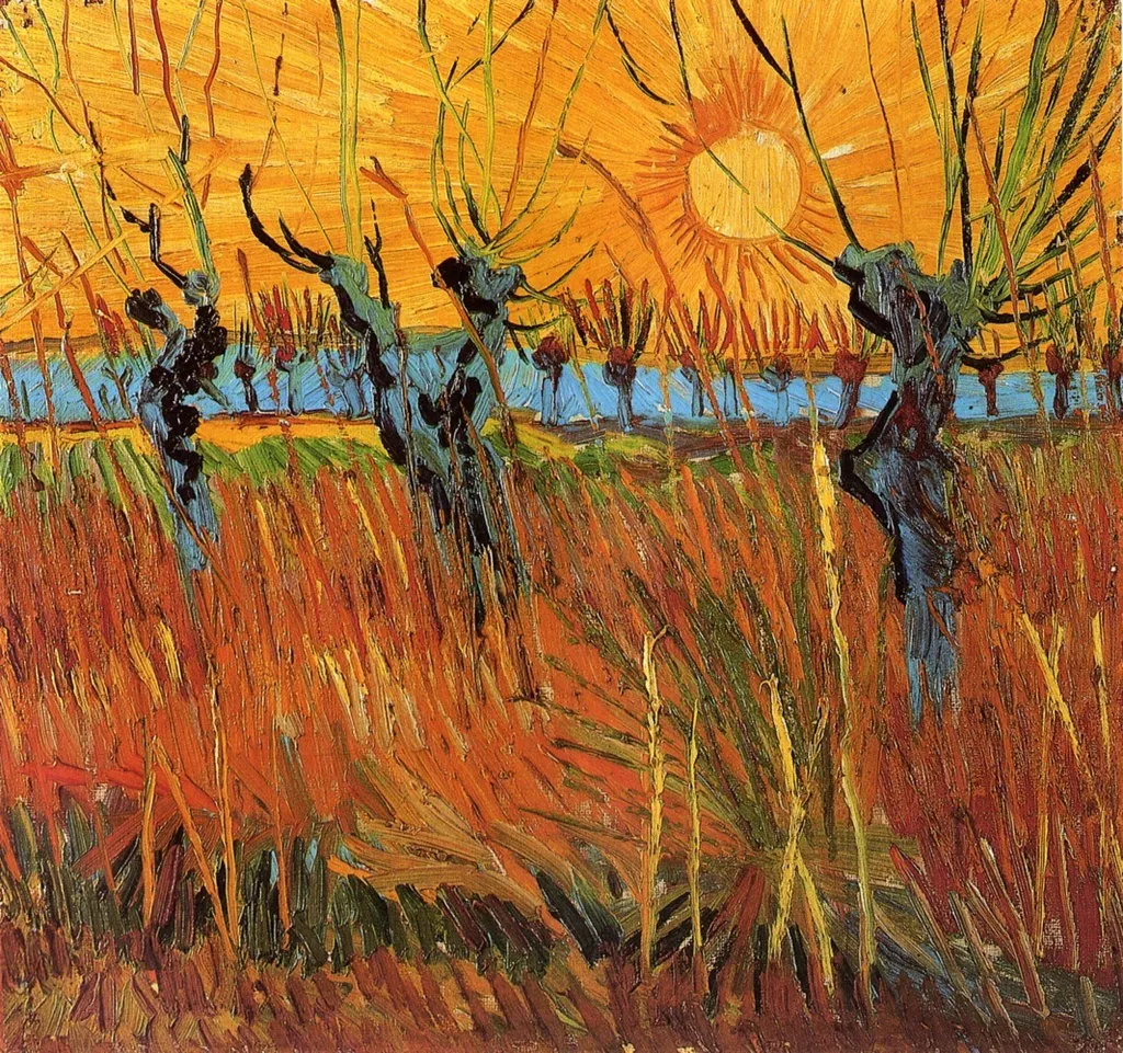 Willows at Sunset, by Vincent van Gogh, oil, 1888