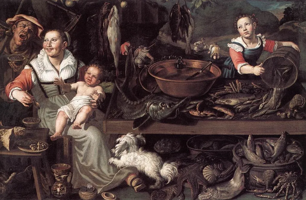 Fishmongers, by Vincenzo Campi, oil, 1590