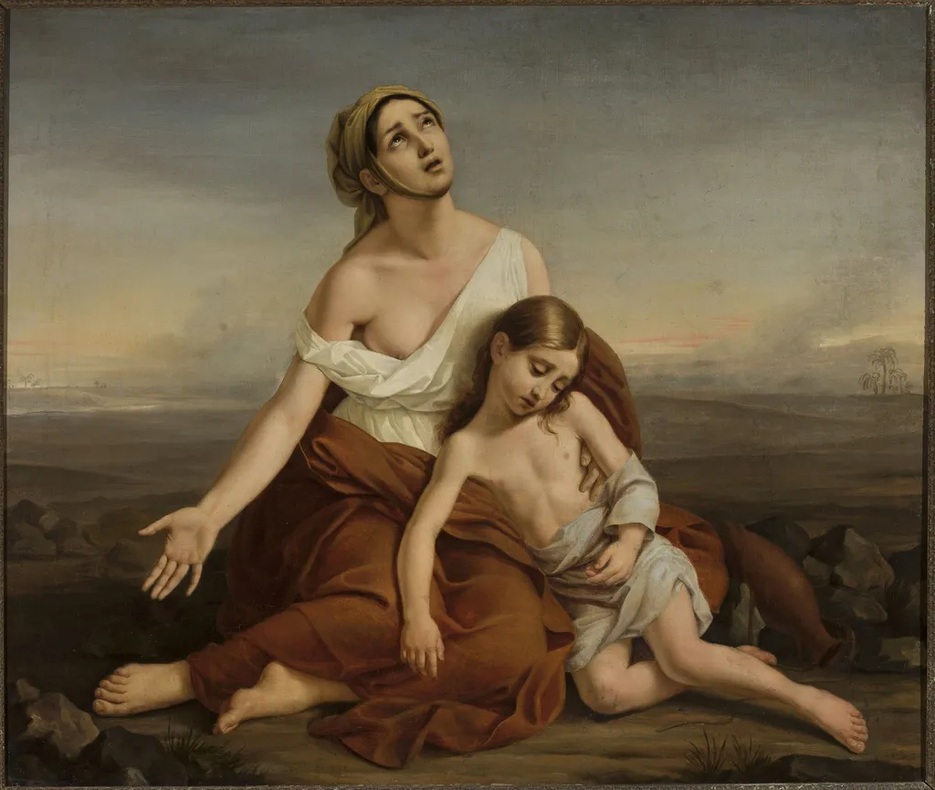 Hagar in the desert, by Vincenzo Camuccini, oil, 1817