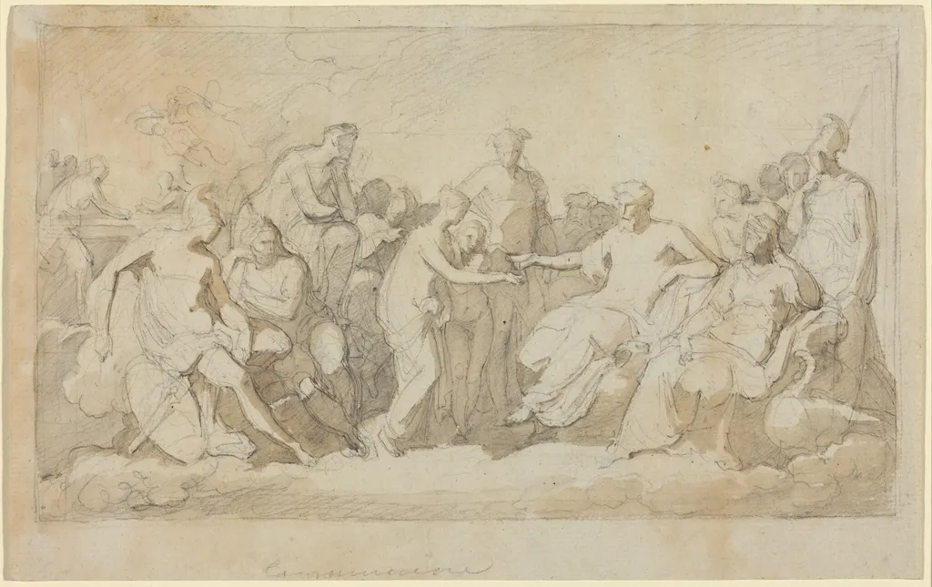 Psyche Received on Mount Olympus, by Vincenzo Camuccini, graphite, 1808