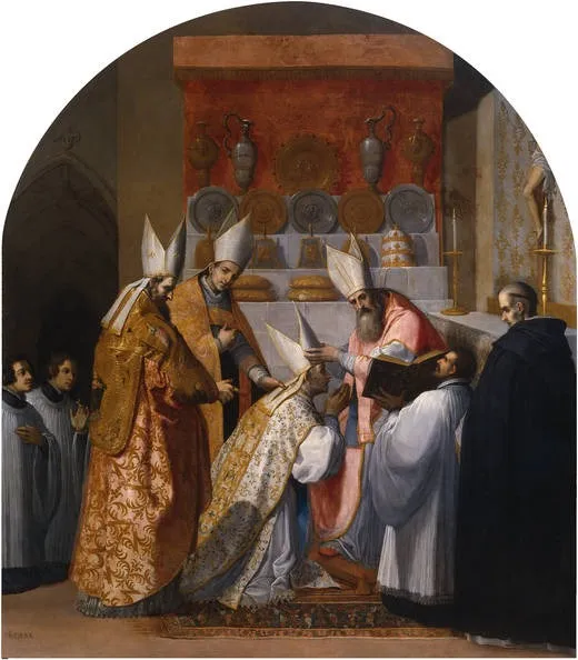 Pope Alexander III Consecrates Anthelm of Chignin as Bishop of Belley, by Vincenzo Carducci, oil, 1626