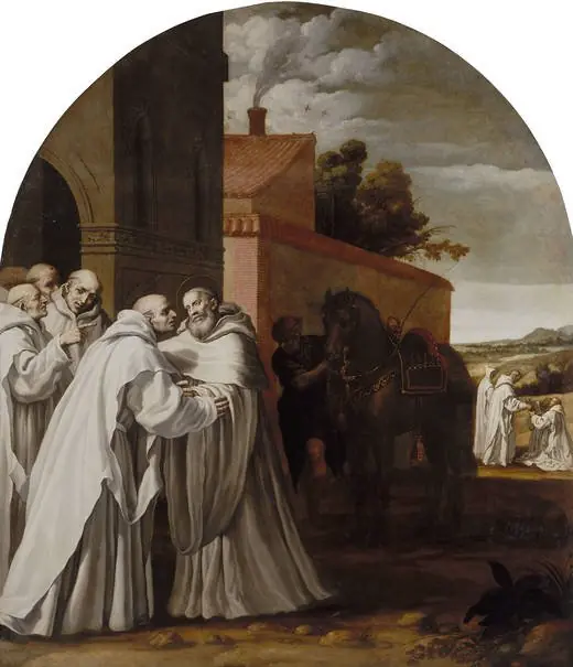 Saint Bernard of Clarivaux visits Guigo I at the Charterhouse, by Vincenzo Carducci