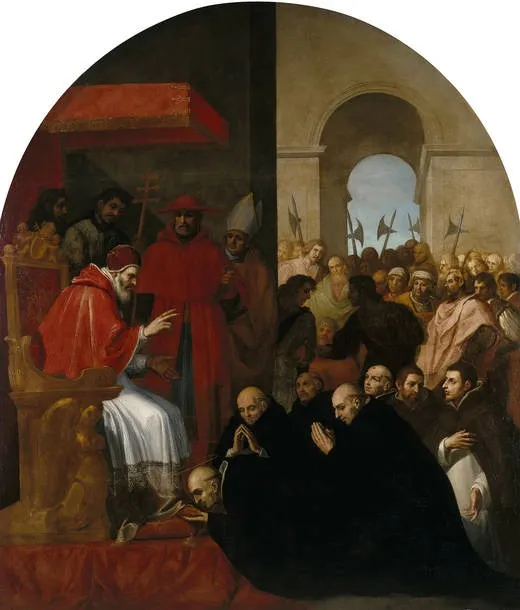 Saint Bruno and his Companions before Urban II, by Vincenzo Carducci, oil, 1626