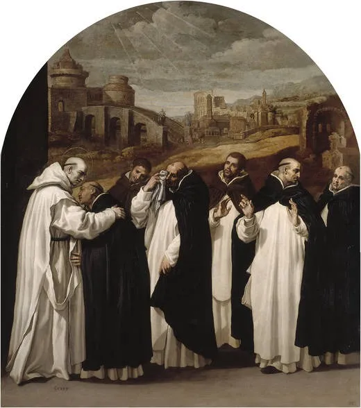 Saint Bruno Bids Farewell to his Companions in Rome, by Vincenzo Carducci, oil, 1626
