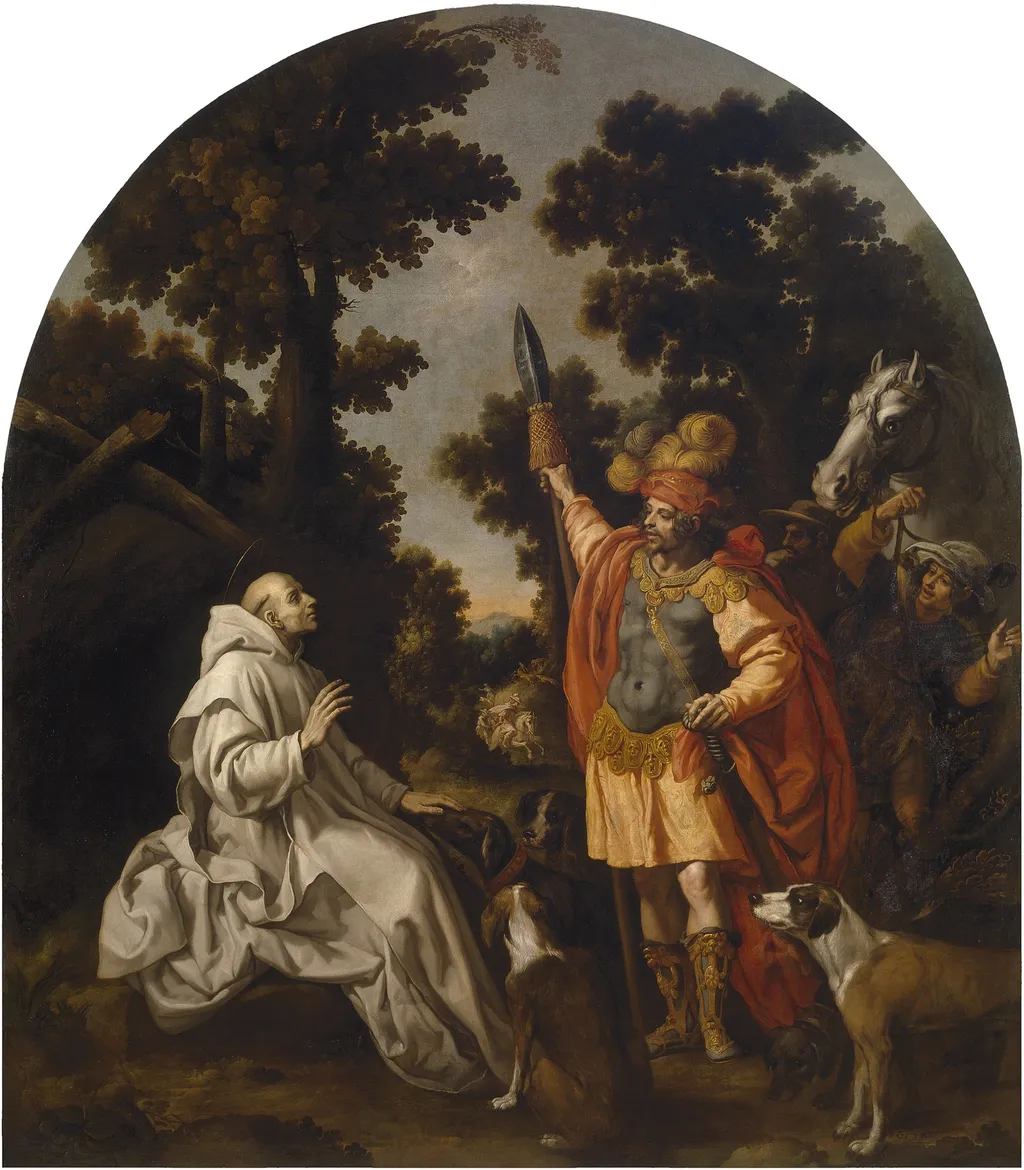 Saint Bruno Encounters the Count of Sicily and Calabria, by Vincenzo Carducci, oil, 1626