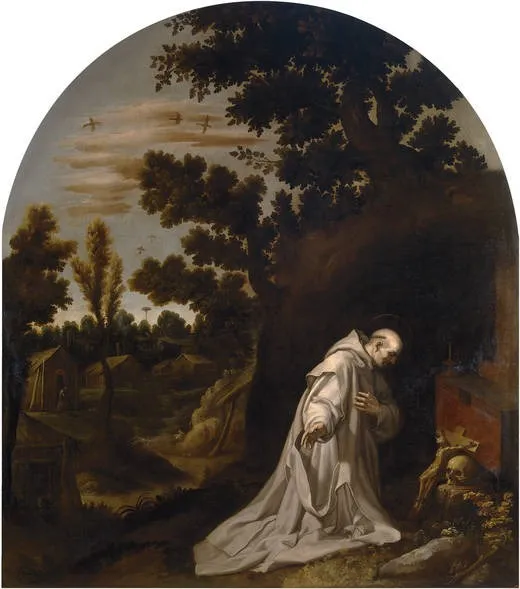 Saint Bruno Prays in La Torre Calabria, by Vincenzo Carducci, oil, 1626