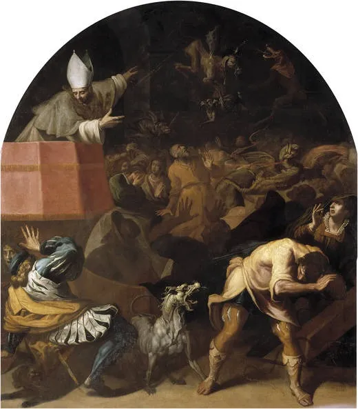 Stephen of Châtillon Bishop of Diè Preaching to the People, by Vincenzo Carducci, oil, 1626