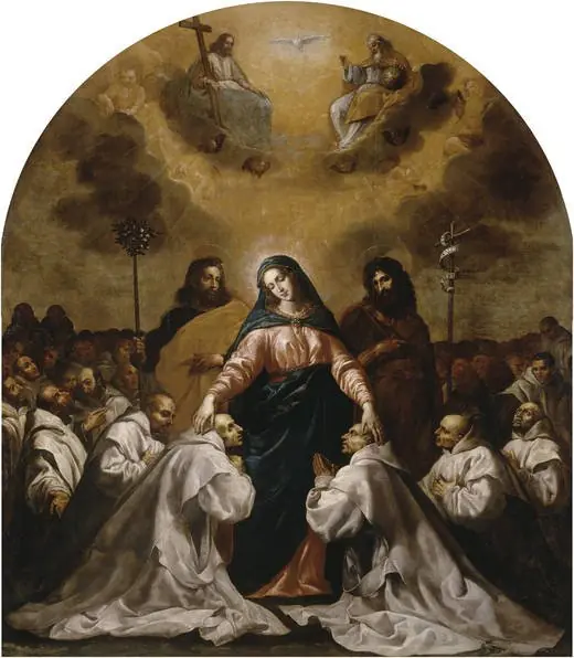 The Virgin Accompanied by Saint Joseph and Saint John the Baptist Shelters the Carthusian Order Beneath her Robes, by Vincenzo Carducci