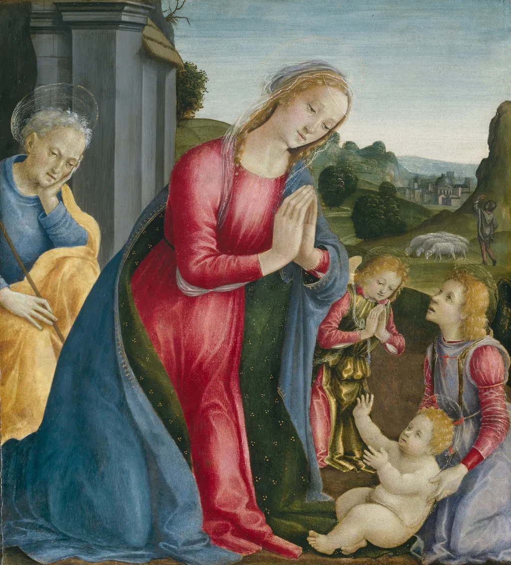 The Adoration of the Christ Child, by Vincenzo Frediani, unspecified, 1496