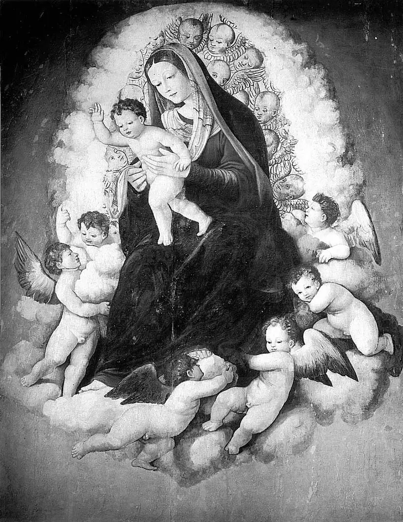 The virgin in angelic glory with the blessing child, by Vincenzo Pagani