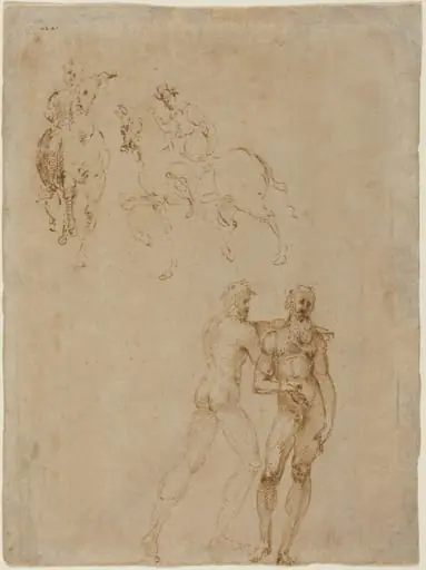 Two Horsemen and Two Male Nudes, by Vincenzo Tamagni