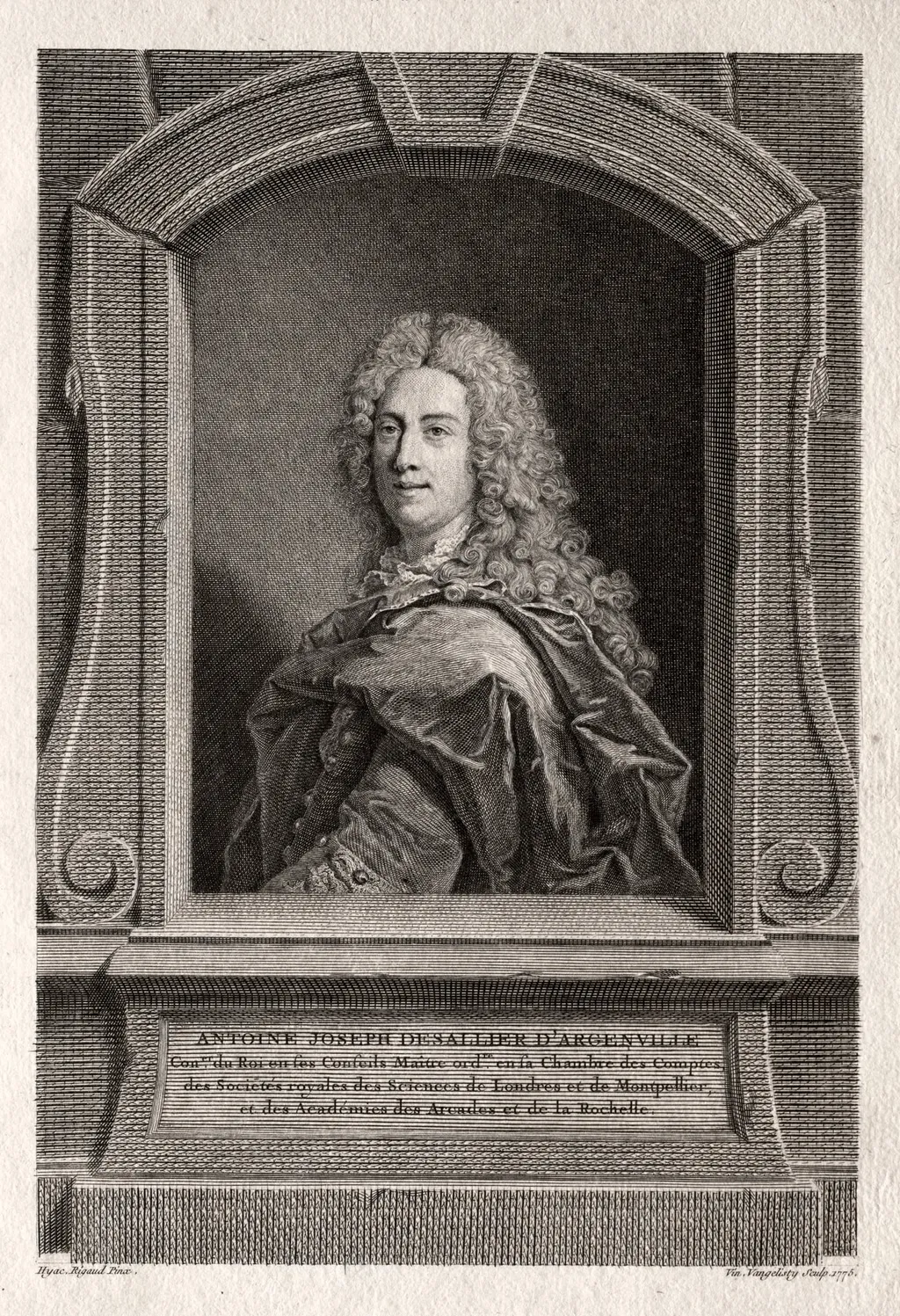 Portrait of Antoine Joseph de Sallier d'Argenville, by Vincenzo Vangelisti, 1775