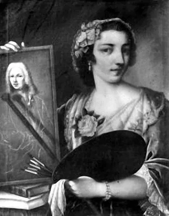 Self-portrait, by Violante Beatrice Siries, unspecified, 1750