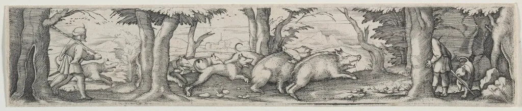 Boar Hunt, by Virgil Solis, 1540