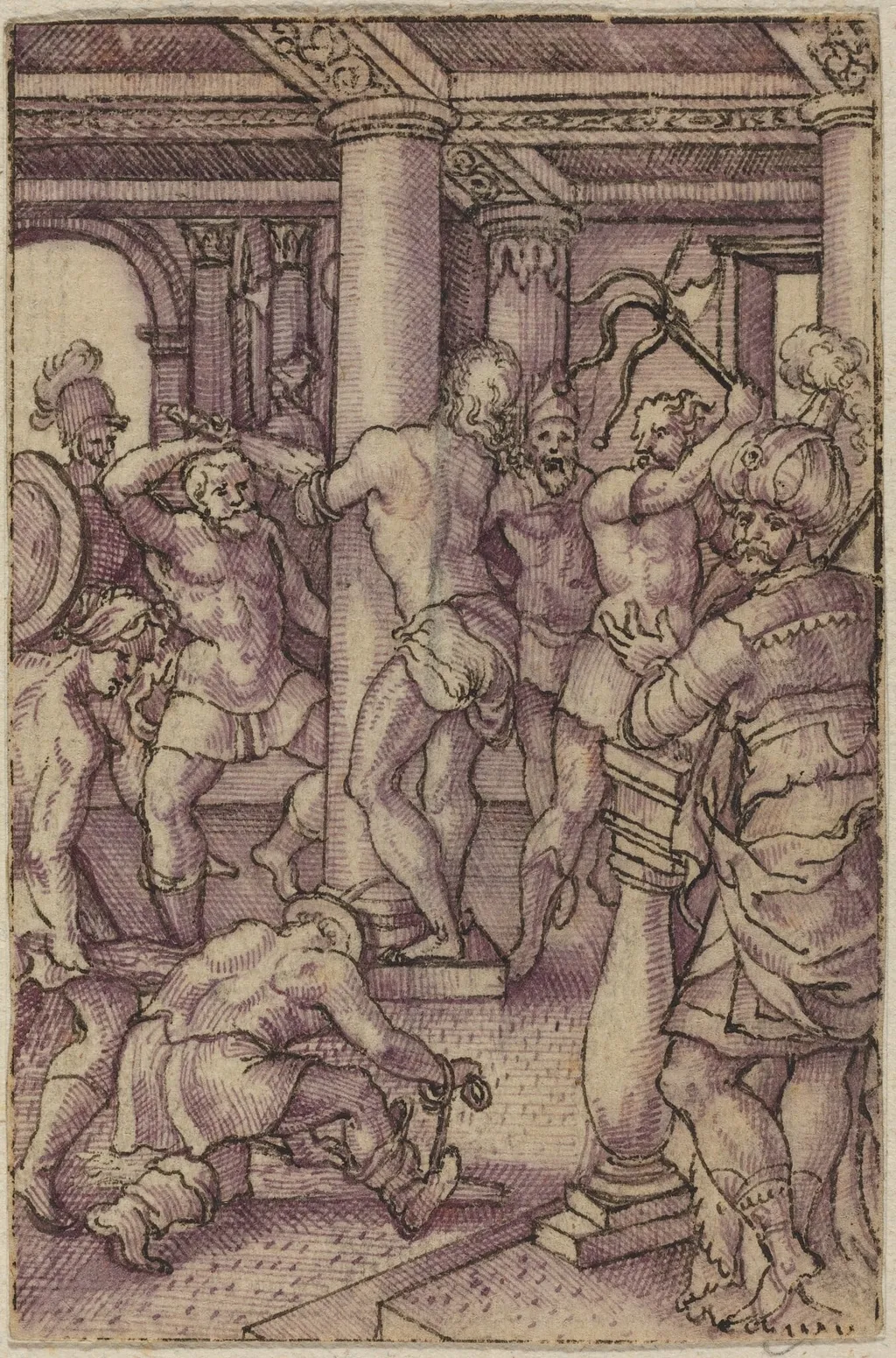 Christ at the Column, by Virgil Solis, ink, 1538