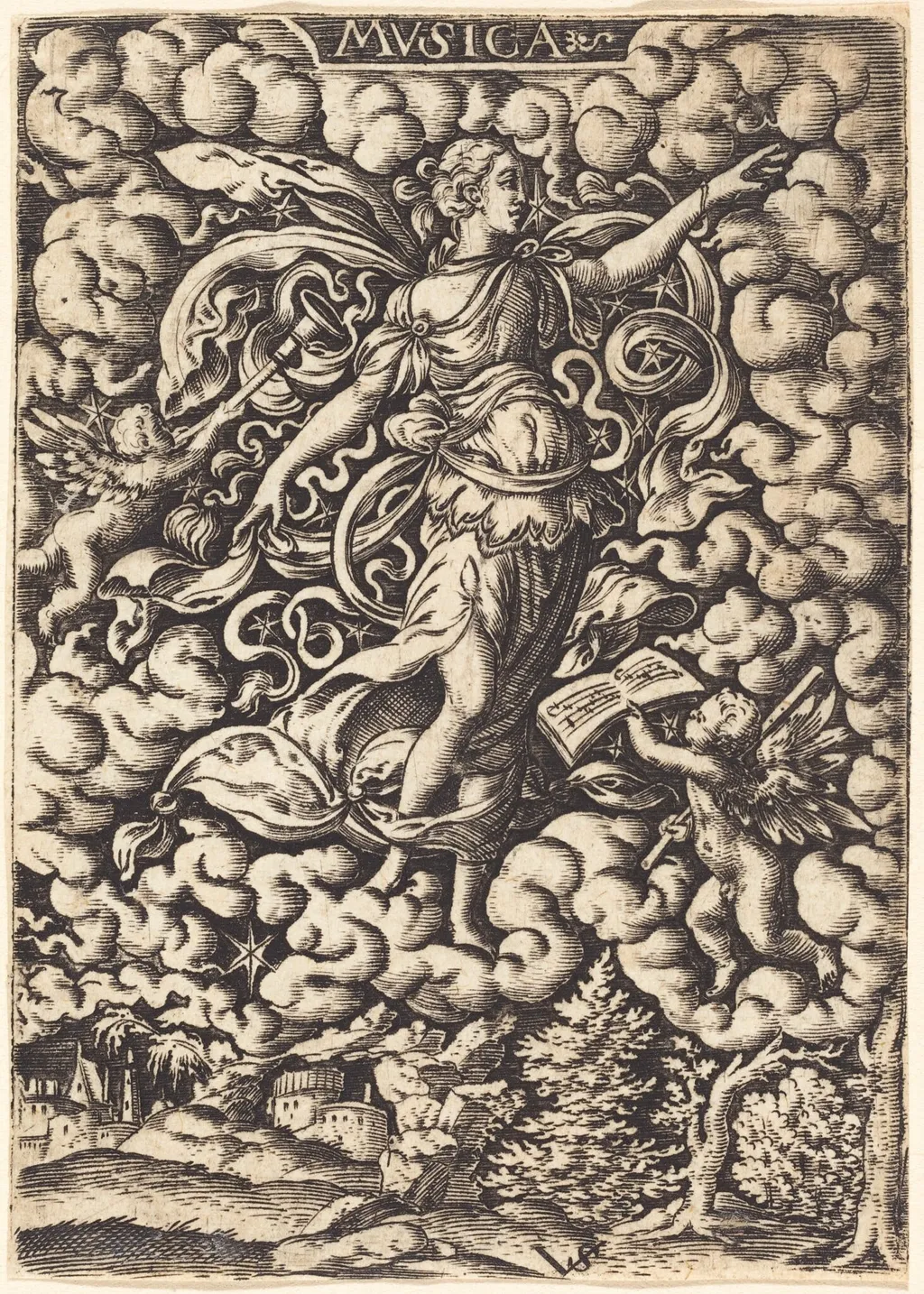 Mvsica (Music), by Virgil Solis, ink, 1538