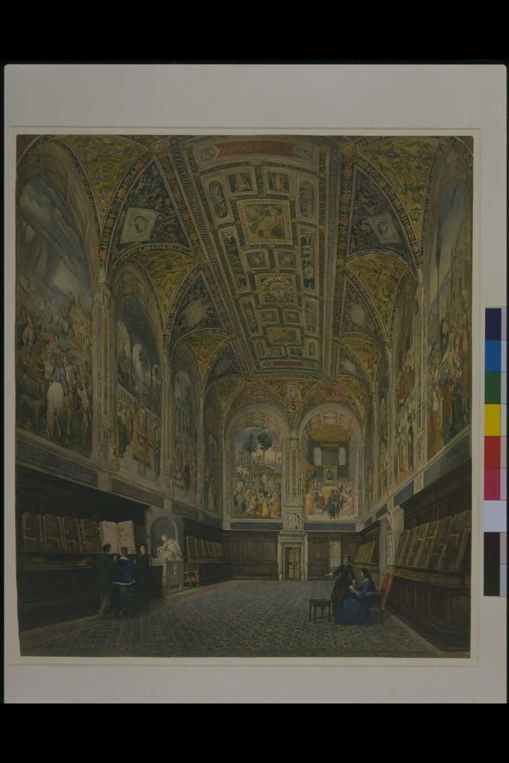 Watercolour of the interior of the Piccolomini Library copied under the supervision of Cesari Mariannecci, by Virgilio Marchi, watercolor, 1867
