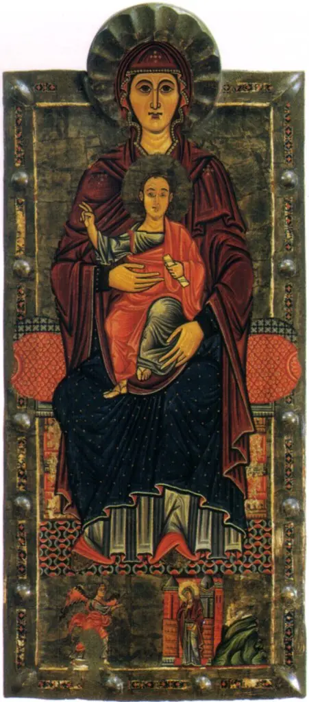 Virgin and Child enthroned; Annunciation