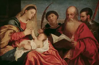 Virgin and Child with Saints Stephen, Jerome and Maurice, by Titian