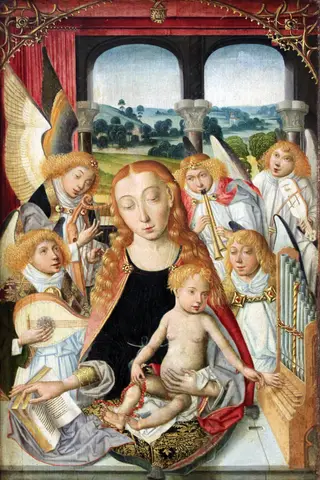 Virgin with Angels Playing Musical Instruments, by Unknown
