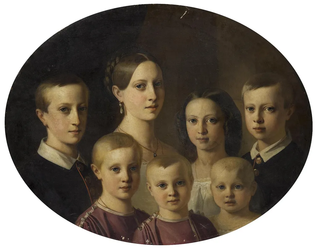 Portrait of the Oldenburg Children, by Vital Jean De Gronckel, oil, 1853
