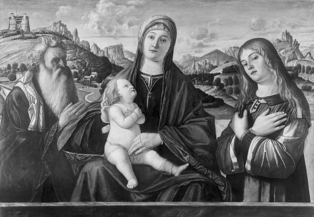 Madonna and Child with two Saints, by Vittore Carpaccio, paint, 1496