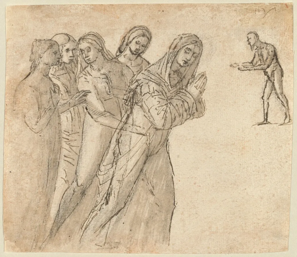 The Virgin and Four Other Women, by Vittore Carpaccio, ink, 1508