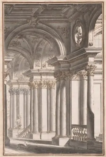 Architectural Capriccio with a Soldier and Dog, by Vittorio Maria Bigari