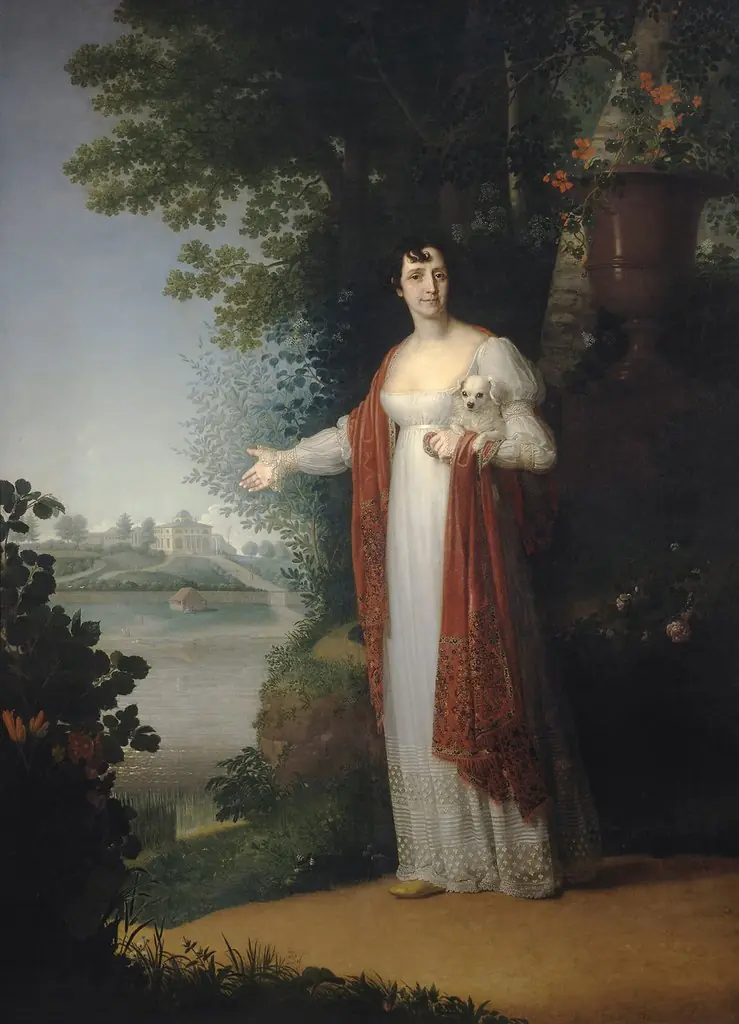 Portrait of D.A. Derzhavina (1767–1842), née Dyakova, second wife of G.R. Derzhavin, by Vladimir Borovikovsky