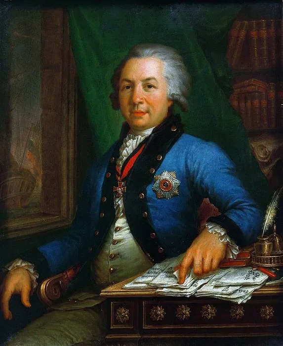 Portrait of Gavrila Romanovich Derzhavin, by Vladimir Borovikovsky, oil, 1798