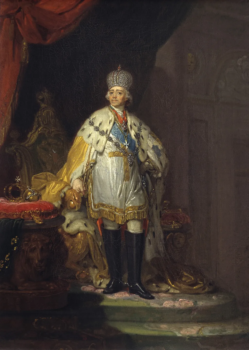 Portrait of Paul I in Ermine ‘Dalmation’ Mantle, by Vladimir Borovikovsky, oil, 1800