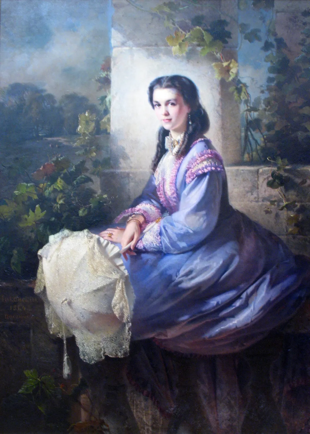 Portrait of S.L. Stroganova, by Vladimir Makovsky, oil, 1864